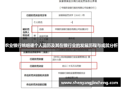 农业银行姚明德个人简历及其在银行业的发展历程与成就分析